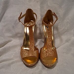 Rose Gold Glitter Heels by Michael Antonio